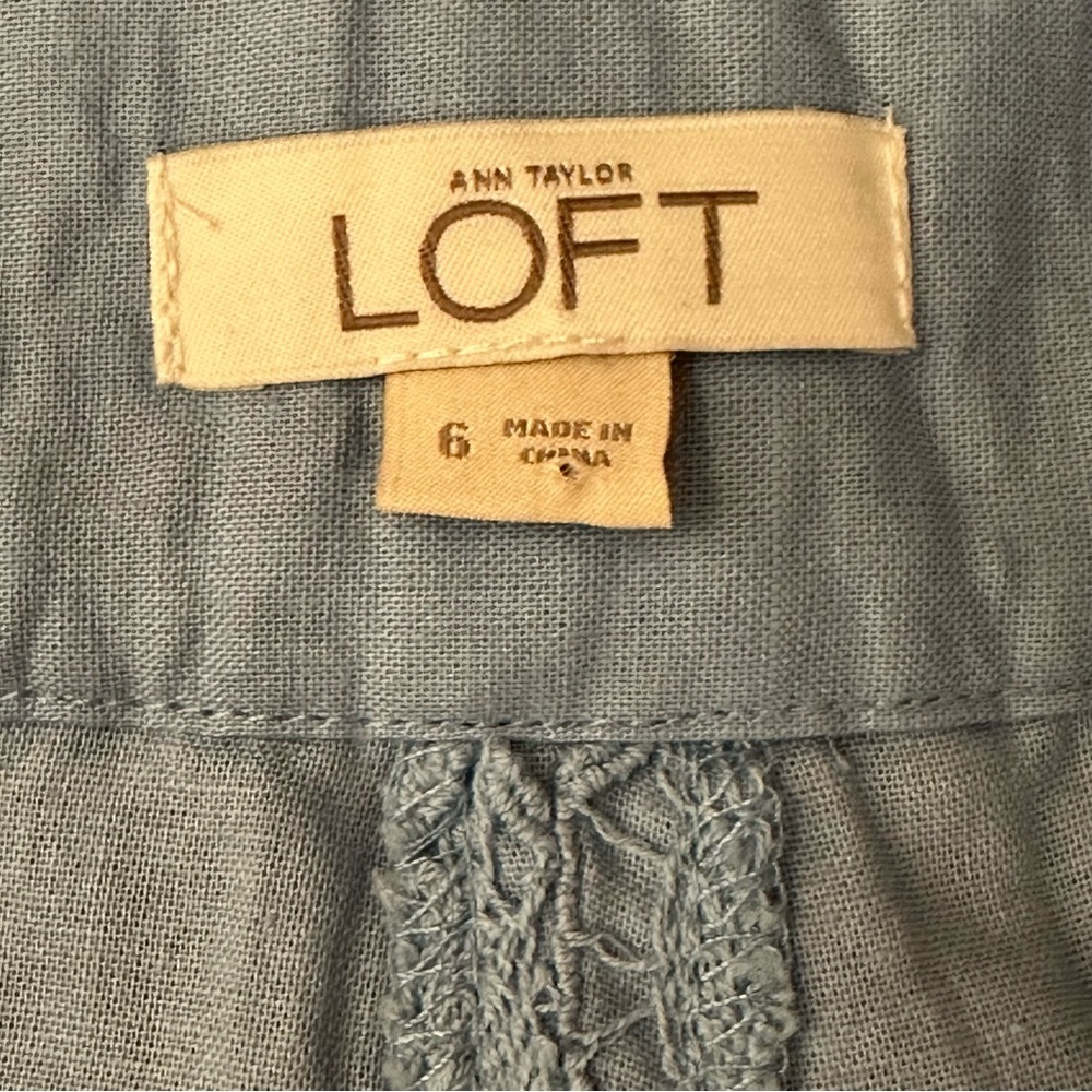 Loft Women’s Size 6 Blue Crochet Scallop Cottagecore Coquette Shorts - Picture 8 of 9